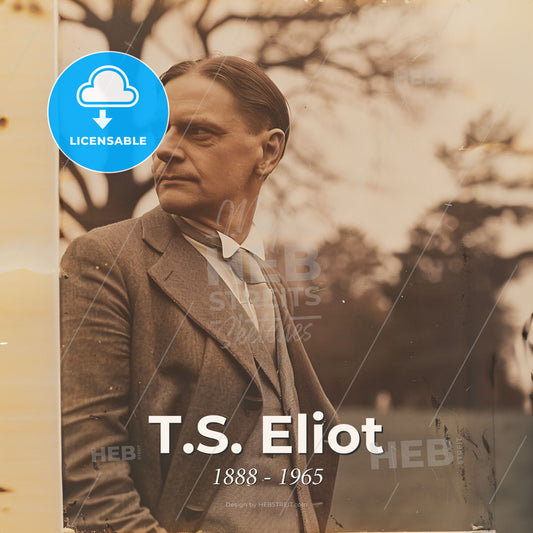 T.S. Eliot, 1888 - 1965, American-British poet - A Man In A Suit Print Template