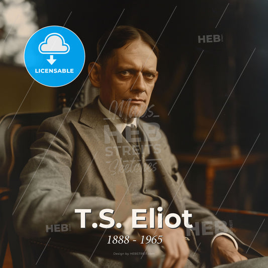 T.S. Eliot, 1888 - 1965, American-British poet - A Man Sitting In A Chair Print Template