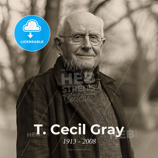 T. Cecil Gray, 1913 - 2008, British anesthesiologist - An Old Man Wearing Glasses And A Coat Print Template