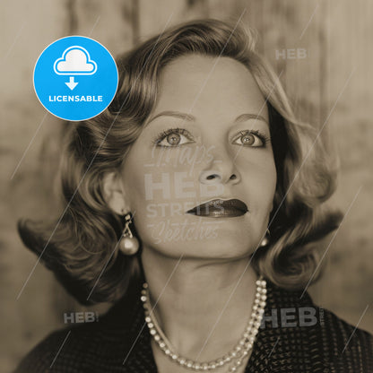 Tallulah Bankhead, 1902 - 1968, American actress and socialite - A Woman With Short Hair Wearing A Pearl Necklace And A Black Jacket
