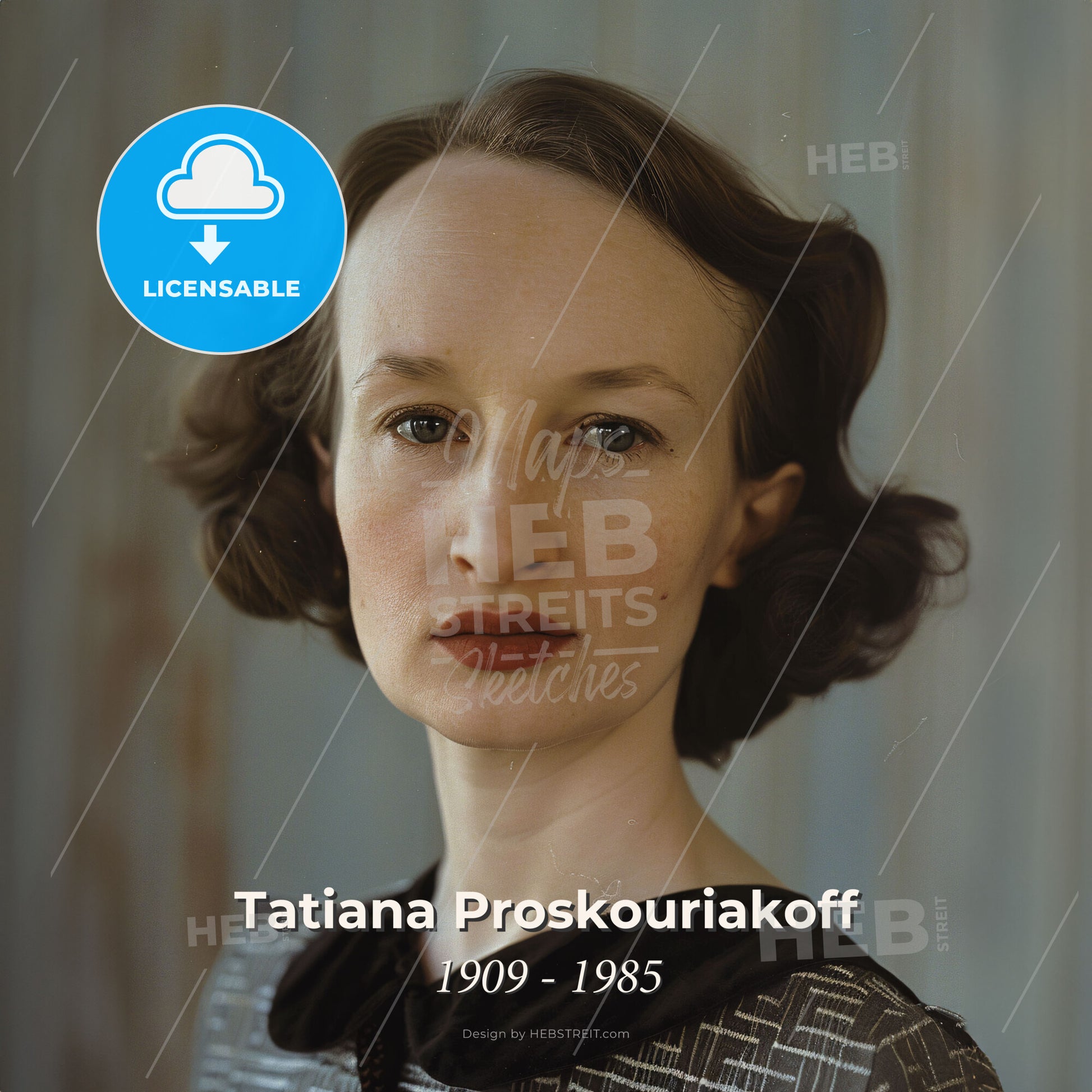 Tatiana Proskouriakoff, 1909 - 1985, Russian-American archaeologist - A Woman With Short Brown Hair And Red Lipstick Print Template