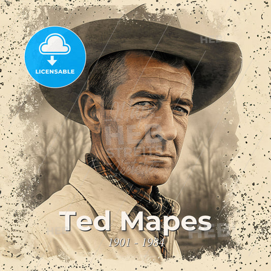 Ted Mapes, 1901 - 1984, American stuntman and actor - A Man Wearing A Cowboy Hat Print Template