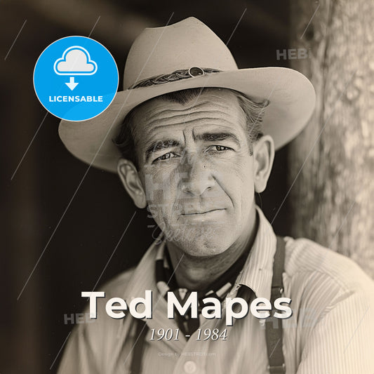 Ted Mapes, 1901 - 1984, American stuntman and actor - A Man Wearing A Cowboy Hat Print Template