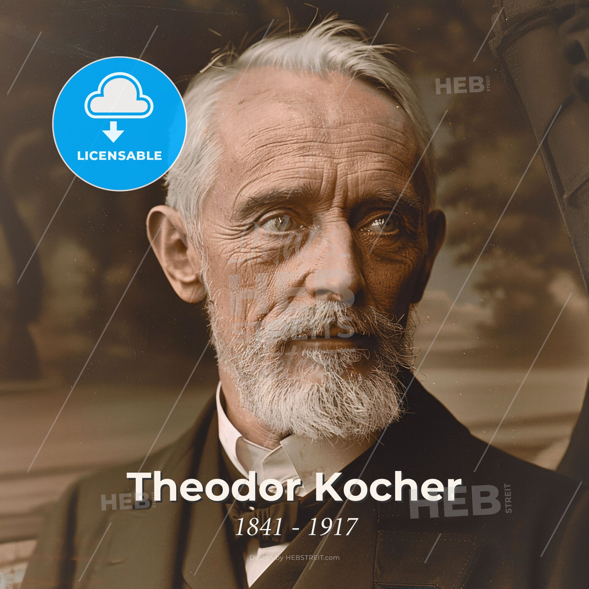 Theodor Kocher, 1841 - 1917, Swiss surgeon - A Man With A Beard Print Template