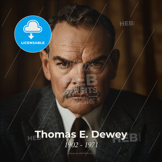 Thomas E. Dewey, 1902 - 1971, American lawyer and politician - A Man With A Mustache And A Suit Print Template