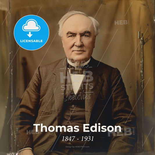 Thomas Edison, 1847 - 1931, American inventor - An Old Man In A Suit Print Template