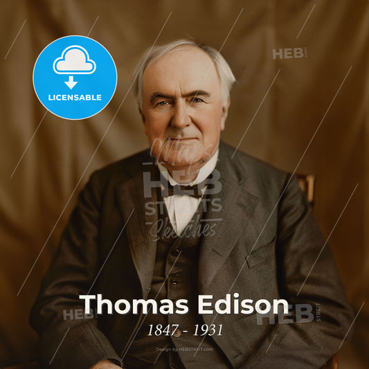 Thomas Edison, 1847 - 1931, American inventor - A Man In A Suit And Bow Tie Print Template