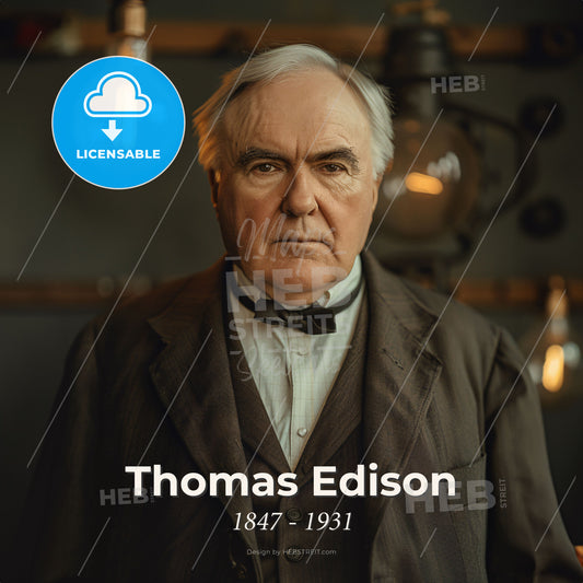 Thomas Edison, 1847 - 1931, American inventor - A Man In A Suit And Bow Tie Print Template