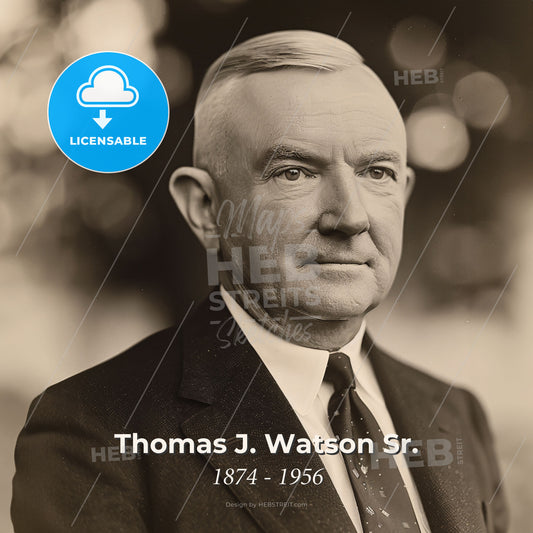 Thomas J. Watson Sr., 1874 - 1956, American business executive - A Man In A Suit And Tie Print Template