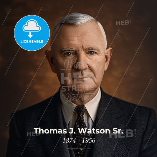 Thomas J. Watson Sr., 1874 - 1956, American business executive - A Man In A Suit Print Template