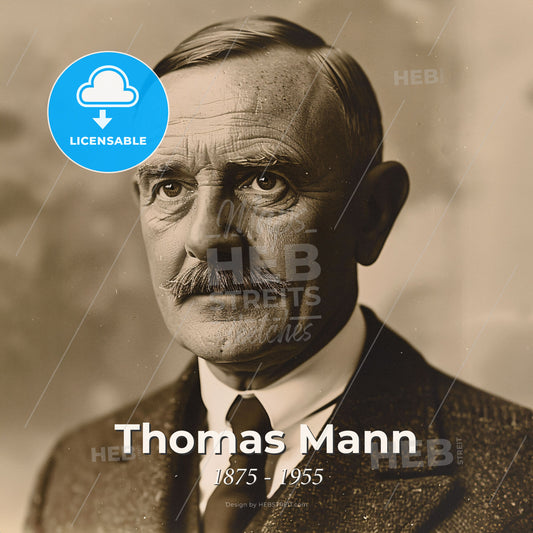 Thomas Mann, 1875 - 1955, German writer - A Man With A Mustache Wearing A Suit And Tie Print Template