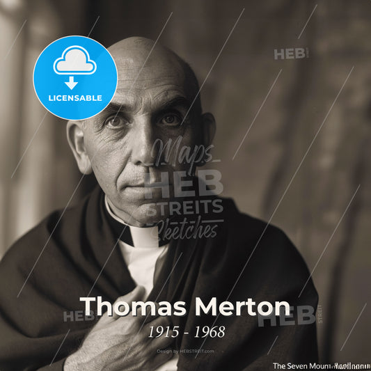 Thomas Merton, 1915 - 1968, American Trappist monk - A Man In A Robe With His Hands On His Chest Print Template