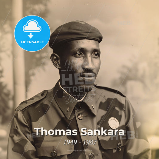 Thomas Sankara, 1949 - 1987, Burkinabé revolutionary leader - A Man In A Military Uniform Print Template