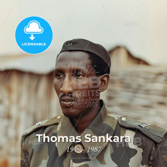 Thomas Sankara, 1949 - 1987, Burkinabé revolutionary leader - A Man In A Camouflage Shirt Print Template