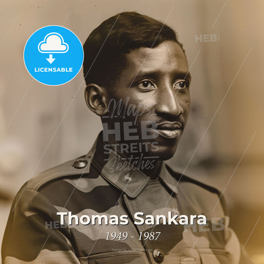 Thomas Sankara, 1949 - 1987, Burkinabé revolutionary leader - A Man In A Camouflage Uniform Print Template