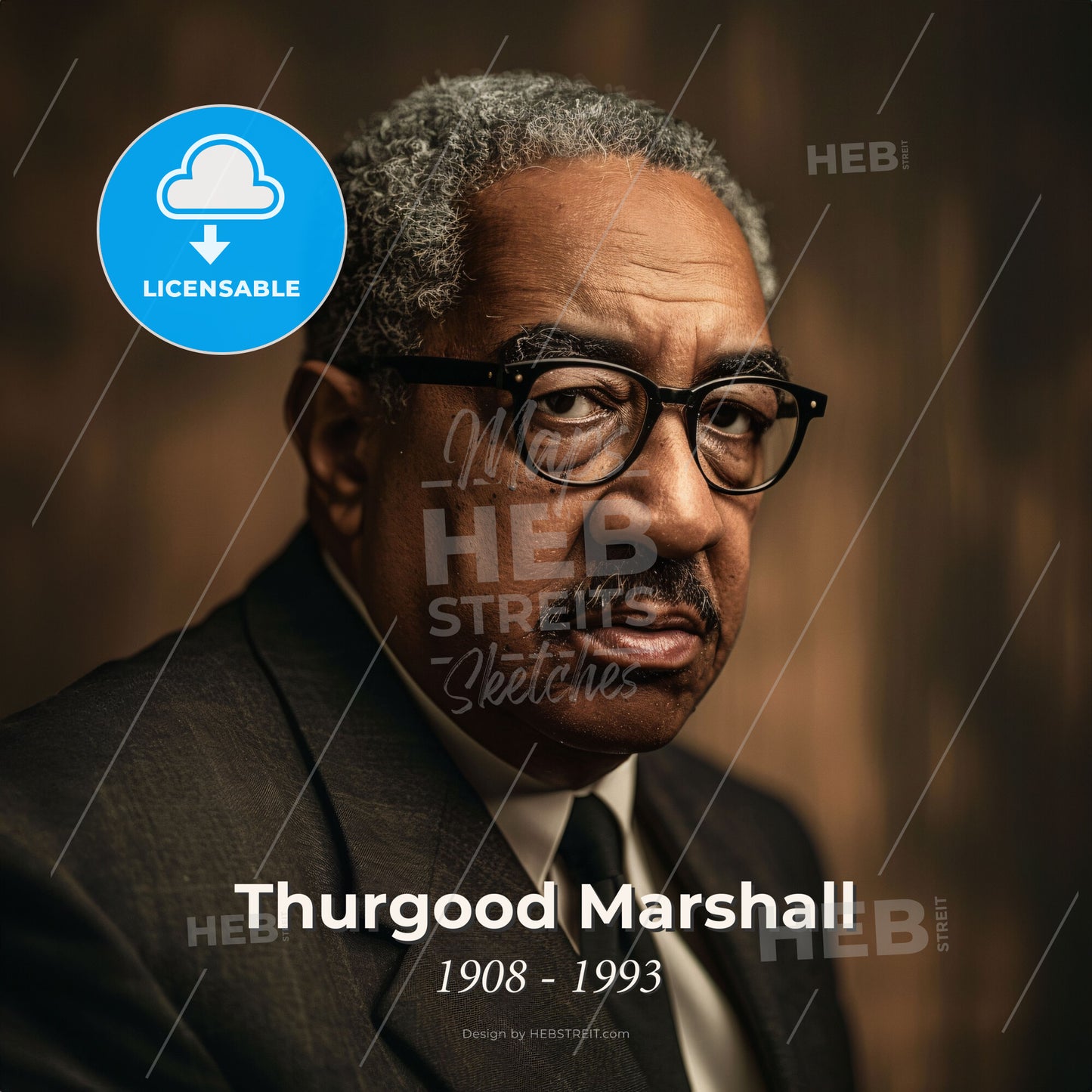 Thurgood Marshall, 1908 - 1993, American lawyer and jurist - A Man In A Suit And Tie Print Template
