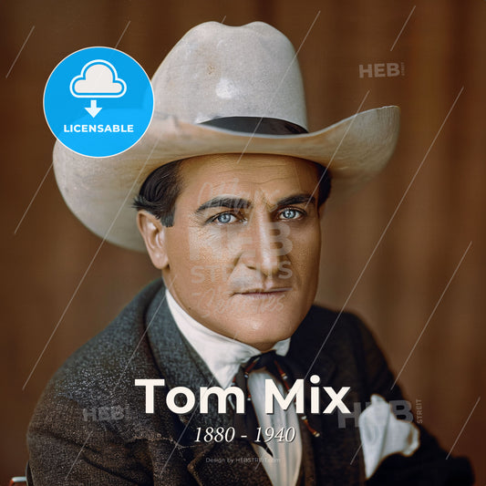 Tom Mix, 1880 - 1940, American actor and stuntman - A Man Wearing A Cowboy Hat Print Template
