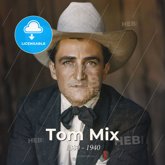 Tom Mix, 1880 - 1940, American actor and stuntman - A Man In A Cowboy Hat Print Template