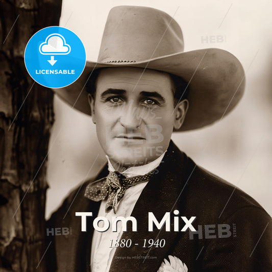 Tom Mix, 1880 - 1940, American actor and stuntman - A Man In A Cowboy Hat Print Template