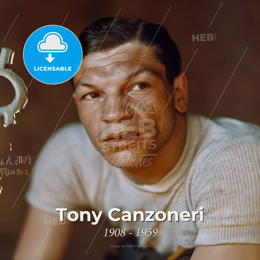 Tony Canzoneri, 1908 - 1959, American lightweight and featherweight boxer - A Man With Dirty Face And A Sign Print Template