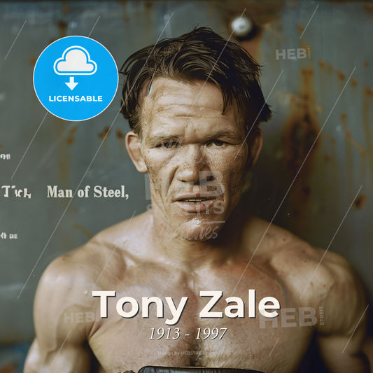 Tony Zale, 1913 - 1997, American middleweight boxer - A Man With No Shirt Print Template