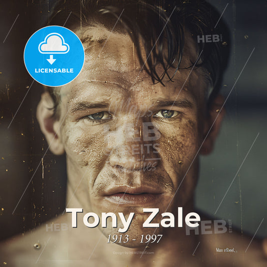 Tony Zale, 1913 - 1997, American middleweight boxer - A Man With Dirt On His Face Print Template