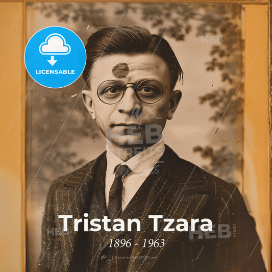 Tristan Tzara, 1896 - 1963, Romanian-French avant-garde poet - A Man With A Spot On His Forehead Print Template