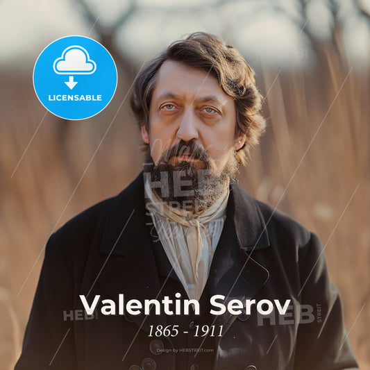 Valentin Serov, 1865 - 1911, Russian portrait painter - A Man With A Beard And Mustache In A Field Print Template