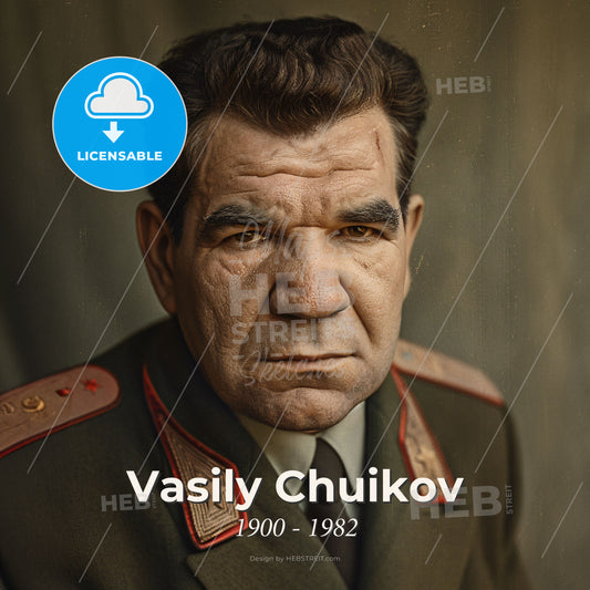 Vasily Chuikov, 1900 - 1982, Soviet Marshal - A Man In A Military Uniform Print Template