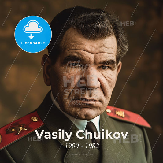 Vasily Chuikov, 1900 - 1982, Soviet Marshal - A Man In A Military Uniform Print Template