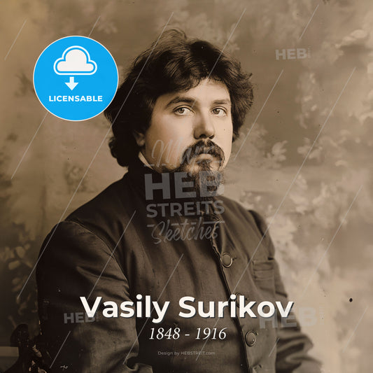 Vasily Surikov, 1848 - 1916, Russian historical painter - A Man With A Beard And Mustache Print Template