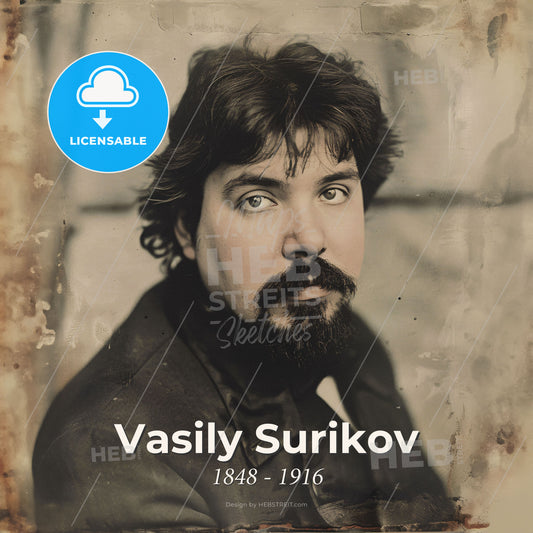 Vasily Surikov, 1848 - 1916, Russian historical painter - A Man With A Beard And Mustache Print Template