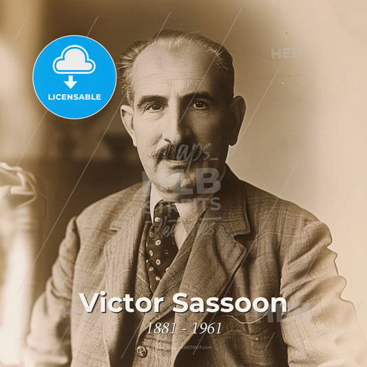 Victor Sassoon, 1881 - 1961, British hotelier - A Man With A Mustache Wearing A Suit And Tie Print Template