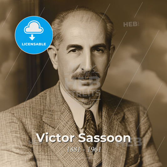 Victor Sassoon, 1881 - 1961, British hotelier - A Man With A Mustache Wearing A Suit And Tie Print Template