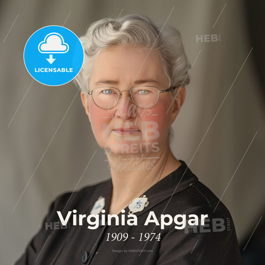 Virginia Apgar, 1909 - 1974, American obstetrical anesthetist - A Woman With Glasses And A Pin Print Template