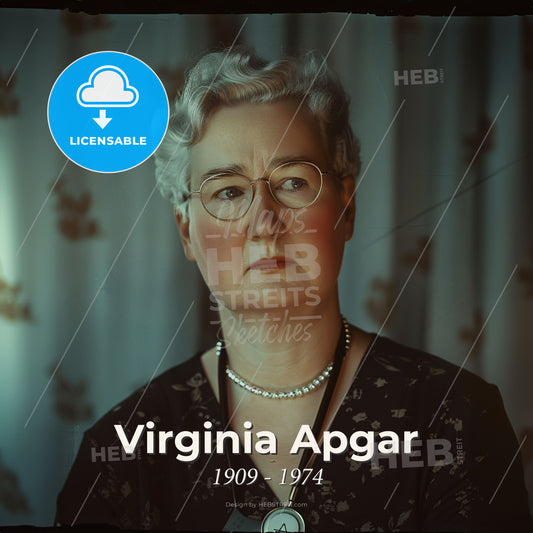 Virginia Apgar, 1909 - 1974, American obstetrical anesthetist - A Woman Wearing A Necklace And Glasses Print Template