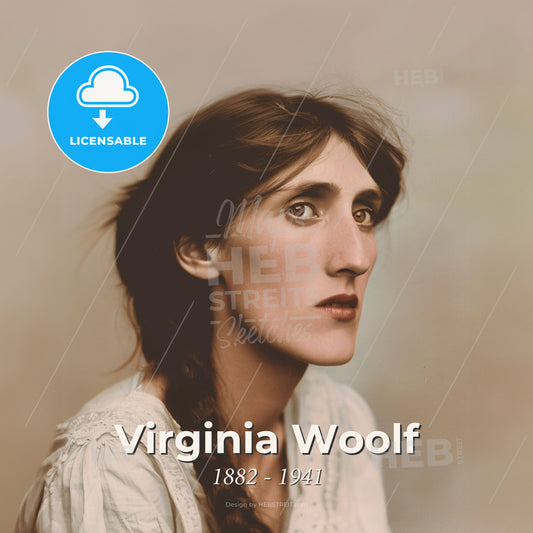 Virginia Woolf, 1882 - 1941, British writer - A Woman With Long Hair And Braided Hair Print Template
