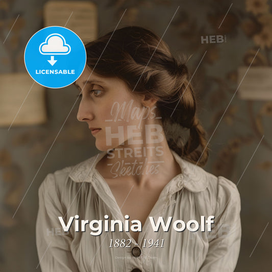 Virginia Woolf, 1882 - 1941, British writer - A Woman In A White Shirt Print Template