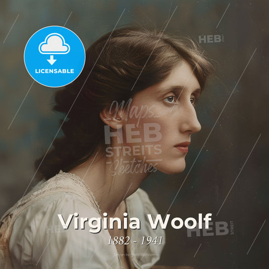 Virginia Woolf, 1882 - 1941, British writer - A Woman In A White Dress Print Template