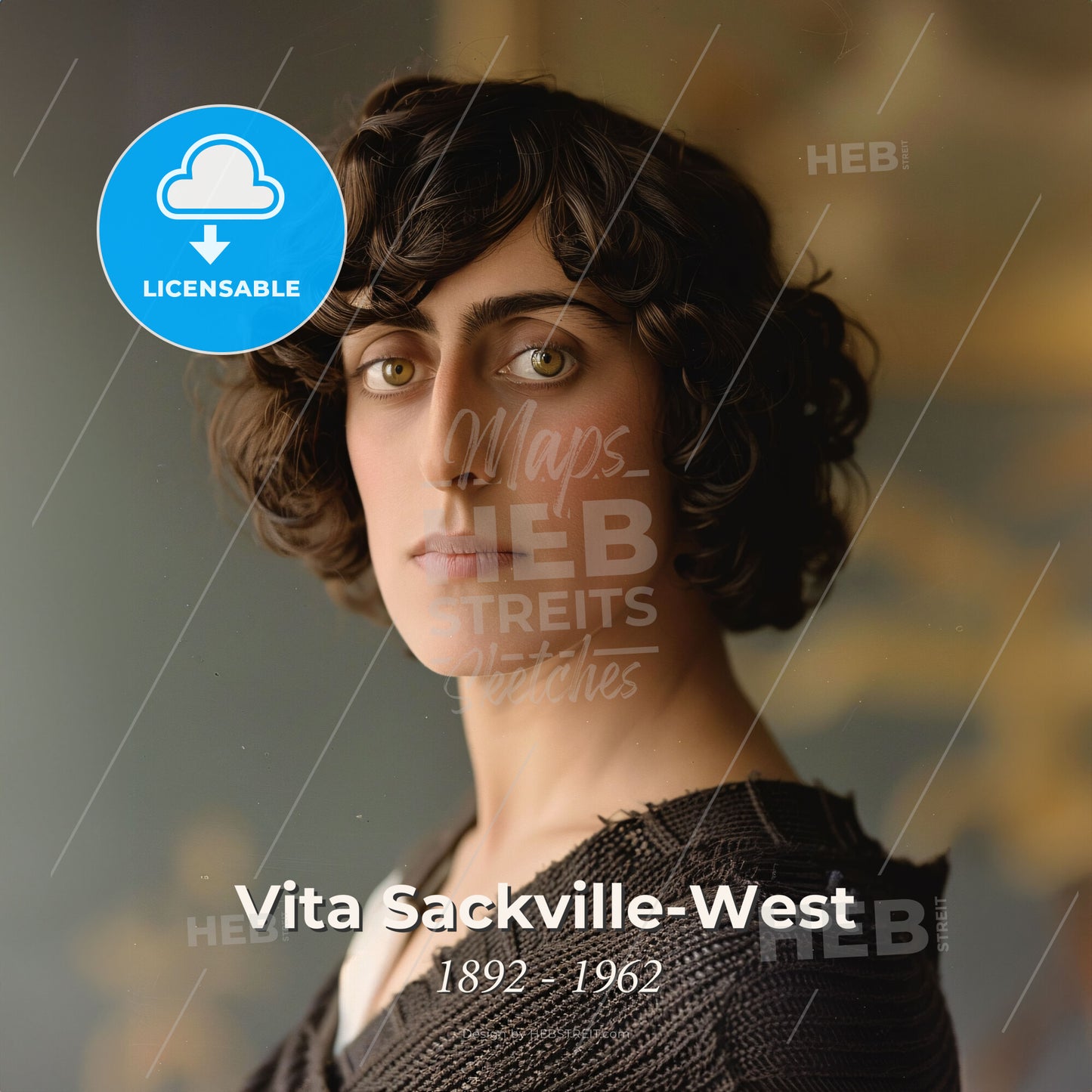 Vita Sackville-West, 1892 - 1962, British writer and gardener - A Person With Curly Hair Print Template