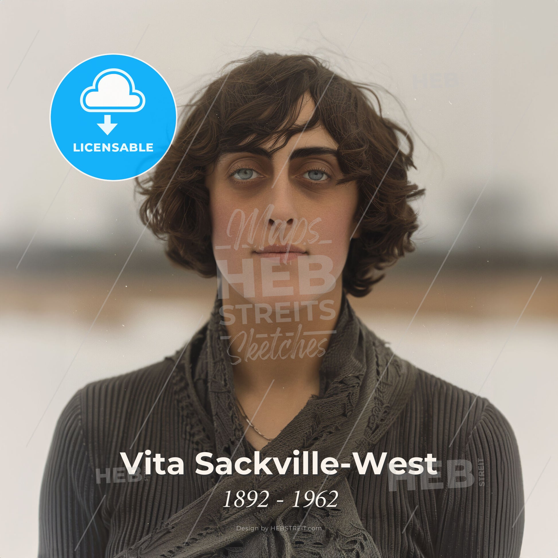 Vita Sackville-West, 1892 - 1962, British writer and gardener - A Person With A Scarf Around Their Neck Print Template