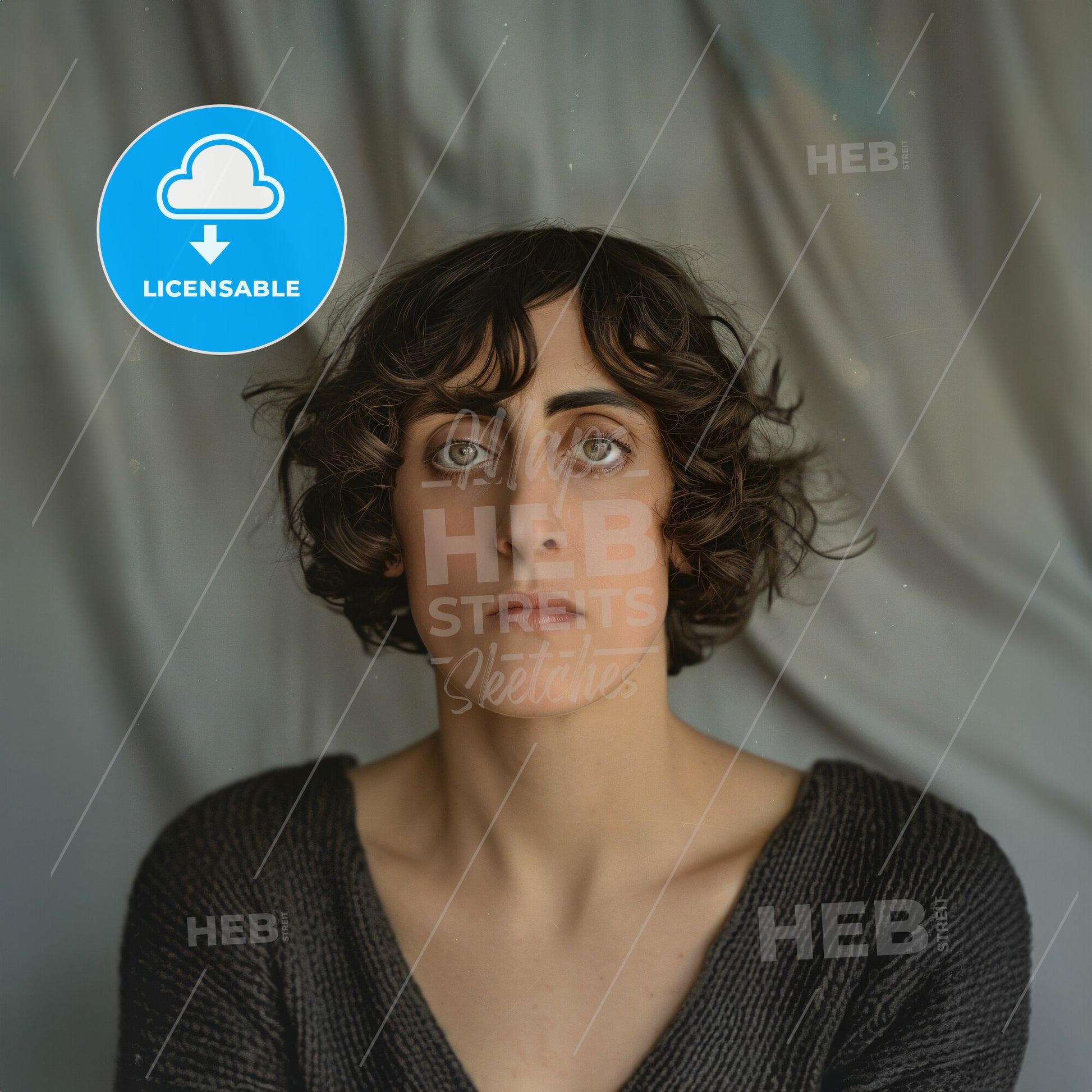 Vita Sackville-West, 1892 - 1962, British writer and gardener - A Woman With Short Brown Hair Wearing A Black V-Neck Sweater