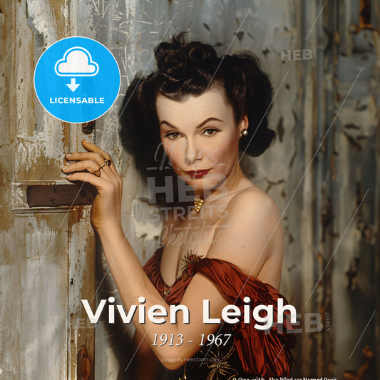 Vivien Leigh, 1913 - 1967, British actress - A Woman In A Red Dress Print Template