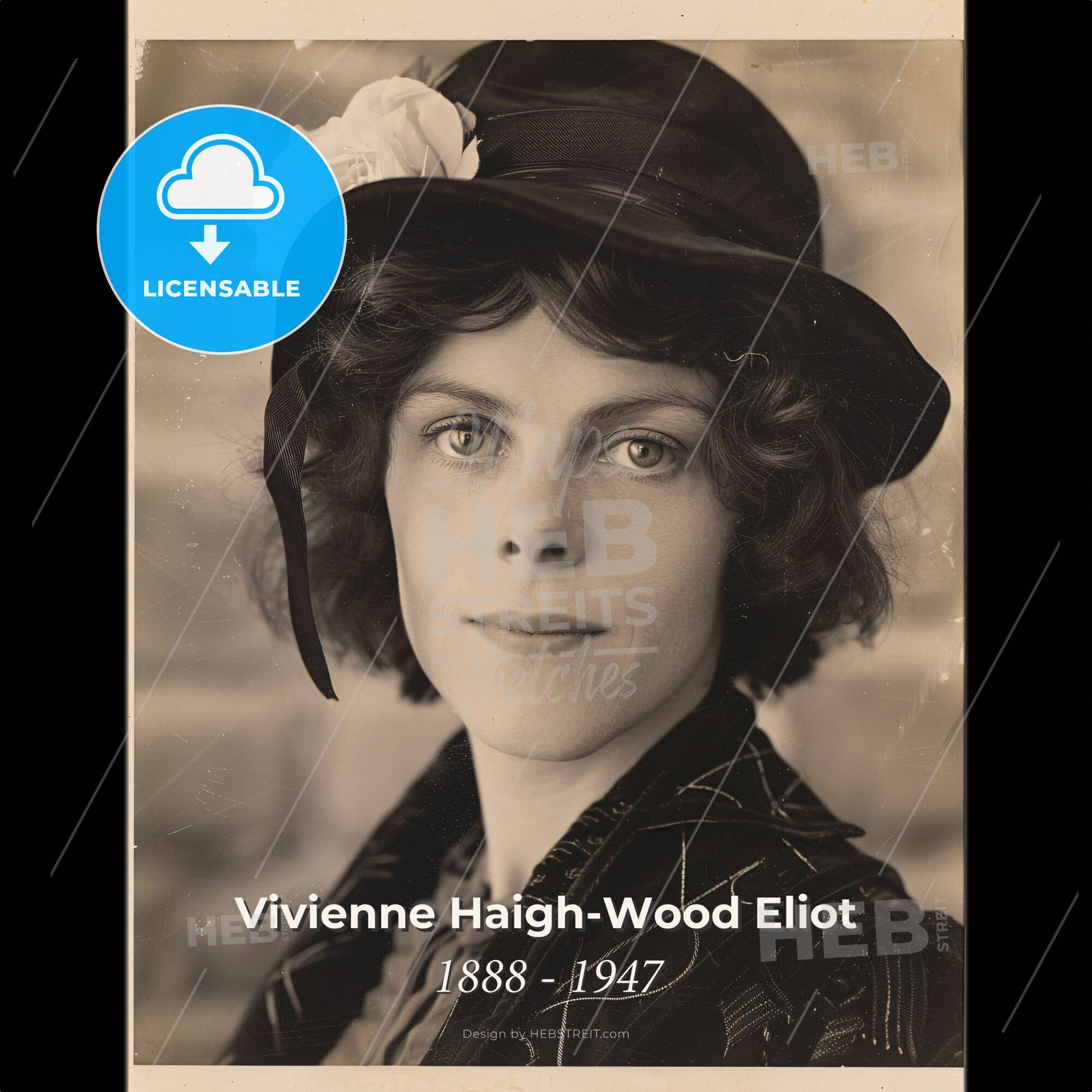 Vivienne Haigh-Wood Eliot, 1888 - 1947, British literary figure - A Woman Wearing A Hat Print Template