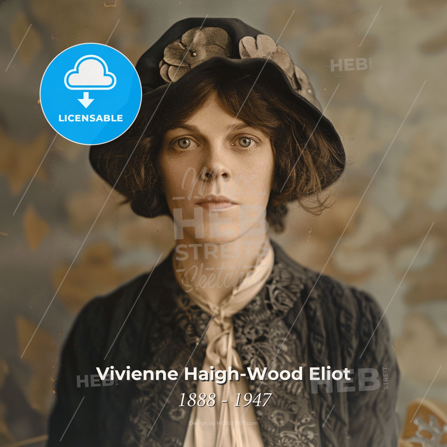 Vivienne Haigh-Wood Eliot, 1888 - 1947, British literary figure - A Woman In A Hat Print Template