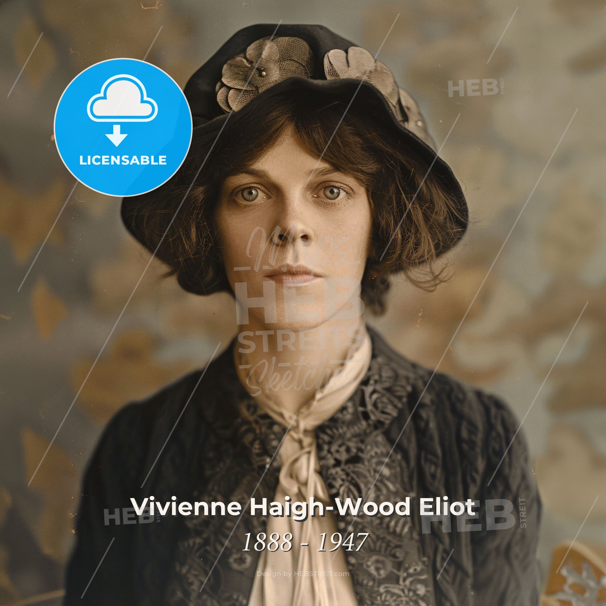 Vivienne Haigh-Wood Eliot, 1888 - 1947, British literary figure - A Woman In A Hat Print Template