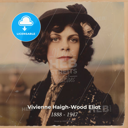 Vivienne Haigh-Wood Eliot, 1888 - 1947, British literary figure - A Woman Wearing A Hat And A Flower In Her Hair Print Template