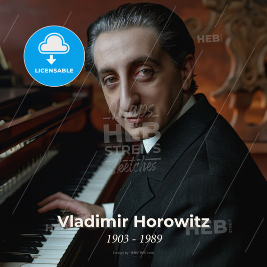 Vladimir Horowitz, 1903 - 1989, Russian-American pianist - A Man In A Suit Playing A Piano Print Template