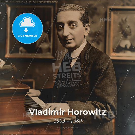 Vladimir Horowitz, 1903 - 1989, Russian-American pianist - A Man Playing A Piano Print Template