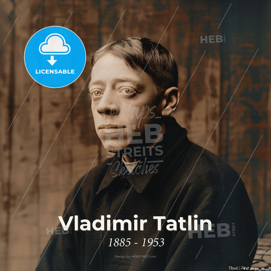 Vladimir Tatlin, 1885 - 1953, Russian painter and architect - A Man In A Black Shirt Print Template